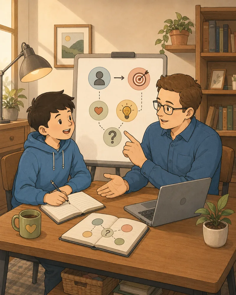 导师制 · 导师与少年一对一，白板上是方向与价值的校准